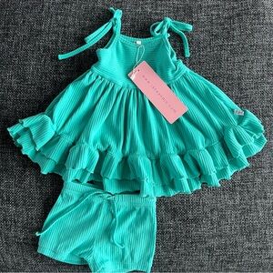 NWT Jane + Jo Ribbed Cotton Tie Over Tunic Set Size 18 Months